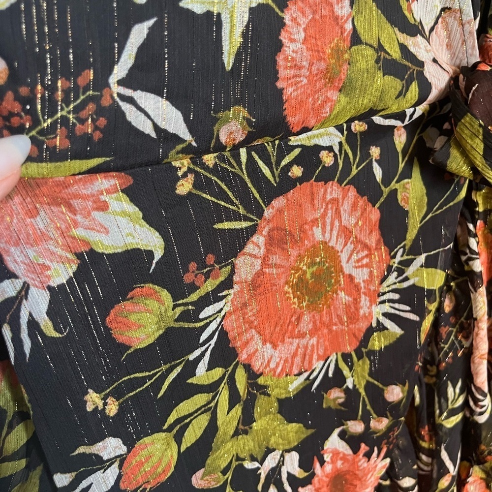 LC Lauren Conrad Dress with Tie at waist, Ruffle Hem Side Slit Women’s Medium M - Picture 6 of 6